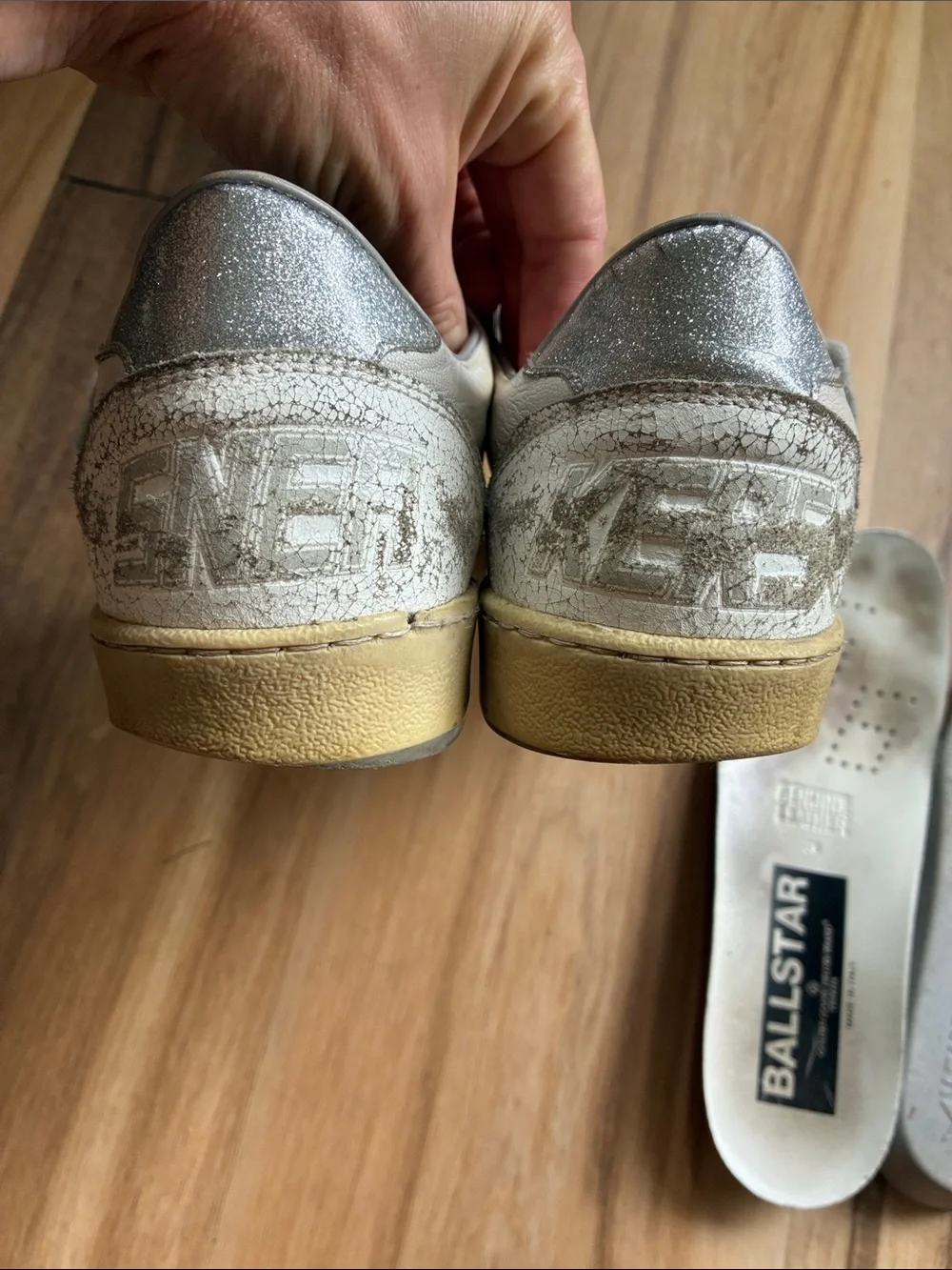 Golden Goose BALLSTAR White With Silver Glitter Star EU 38 (US 8)